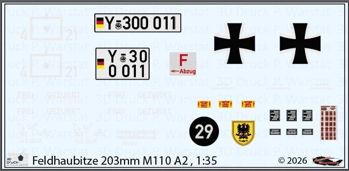 Decalbogen Feldhaubitze 203mm M110 A2