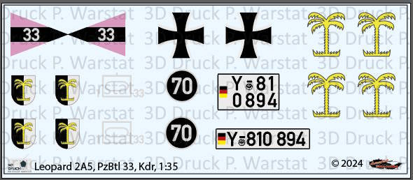 Decalbogen Leopard 2A5 PzGrenBtl 33