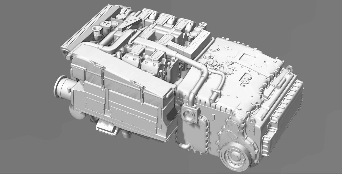 Marder Motor mit Getriebe und Motorraum