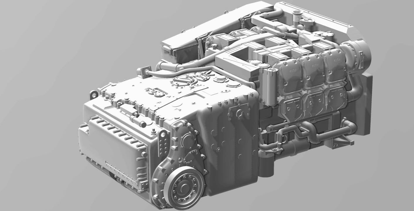 Marder Motor mit Getriebe und Motorraum