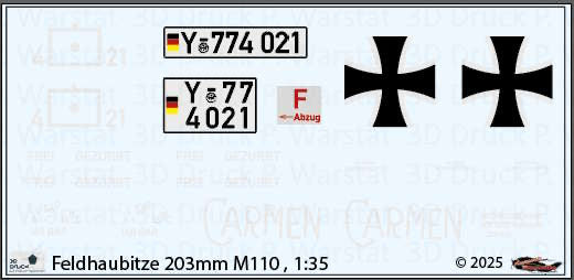 Decalbogen Feldhaubitze 203mm M110